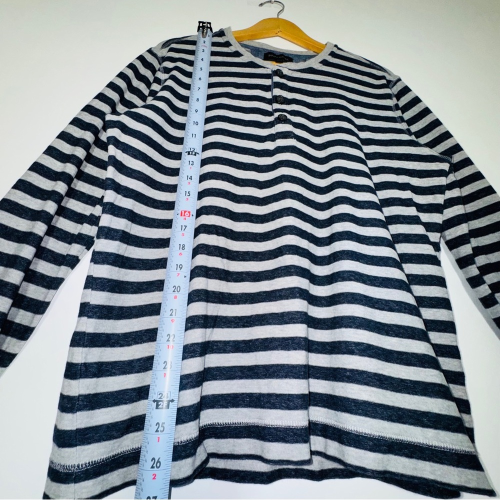 Banana Republic striped‎ long sleeve henley shirt navy gray size large - Picture 8 of 8